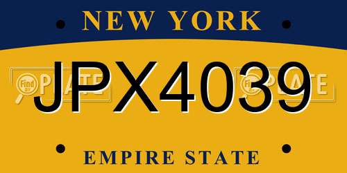 JPX4039 New York License Plate