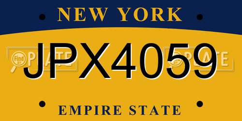 JPX4059 New York License Plate