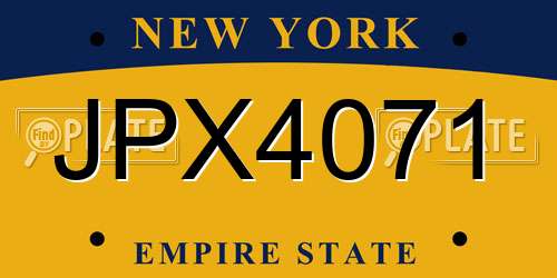 JPX4071 New York License Plate