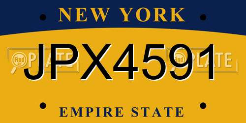 JPX4591 New York License Plate
