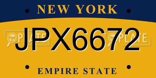 JPX6672 New York License Plate