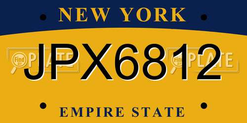 JPX6812 New York License Plate