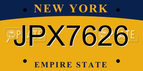 JPX7626 New York License Plate