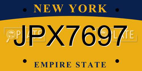 JPX7697 New York License Plate