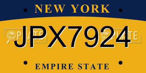 JPX7924 New York License Plate