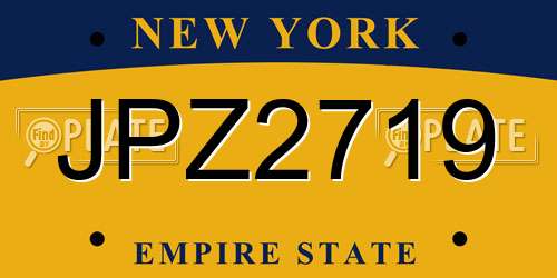 JPZ2719 New York License Plate