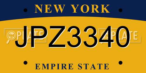 JPZ3340 New York License Plate