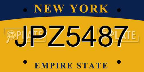 JPZ5487 New York License Plate