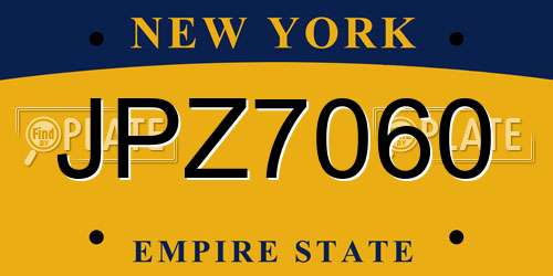 JPZ7060 New York License Plate