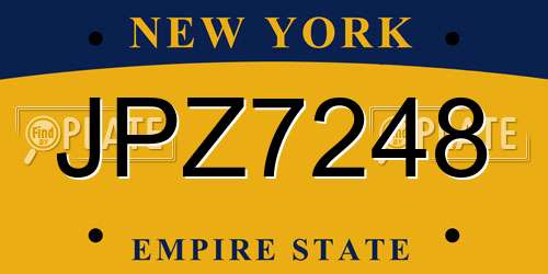 JPZ7248 New York License Plate