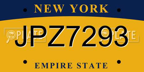 JPZ7293 New York License Plate