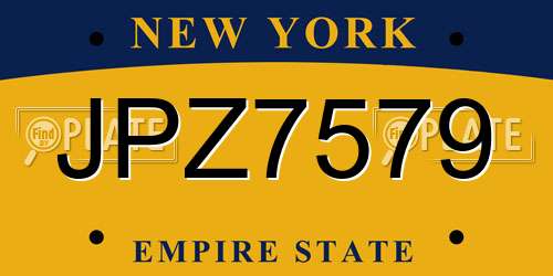 JPZ7579 New York License Plate