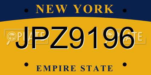 JPZ9196 New York License Plate