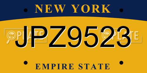 JPZ9523 New York License Plate