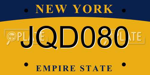 JQD080 New York License Plate