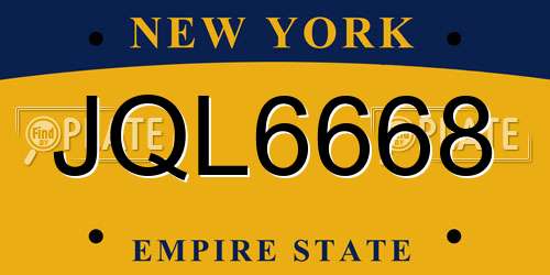 JQL6668 New York License Plate