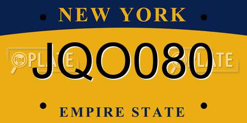 JQO080 New York License Plate