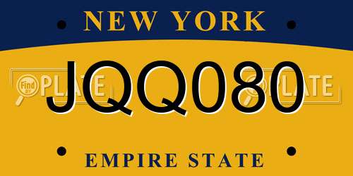 JQQ080 New York License Plate