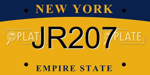 JR207 New York License Plate