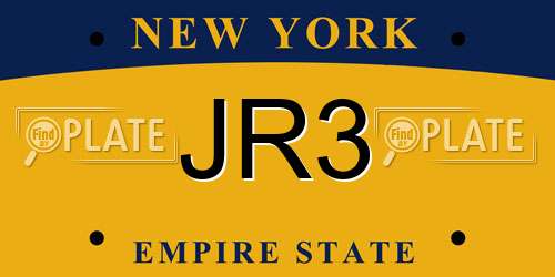 JR3 New York License Plate