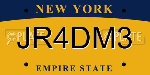 JR4DM3 New York License Plate