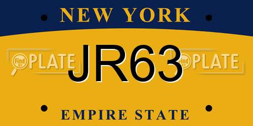 JR63 New York License Plate
