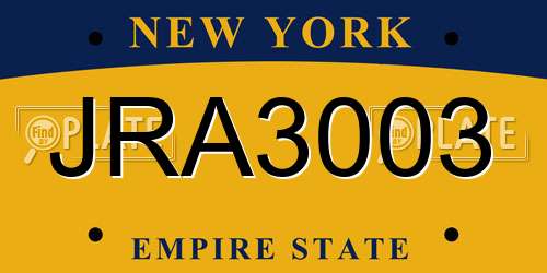 JRA3003 New York License Plate