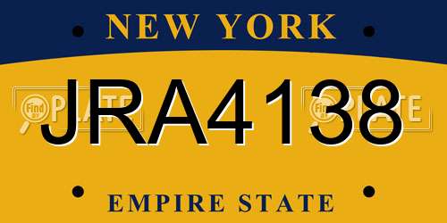 JRA4138 New York License Plate