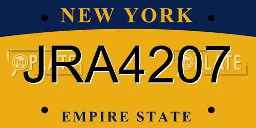 JRA4207 New York License Plate