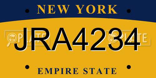 JRA4234 New York License Plate