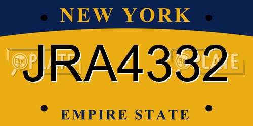 JRA4332 New York License Plate