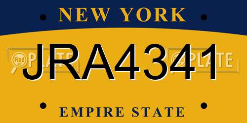 JRA4341 New York License Plate