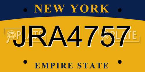 JRA4757 New York License Plate