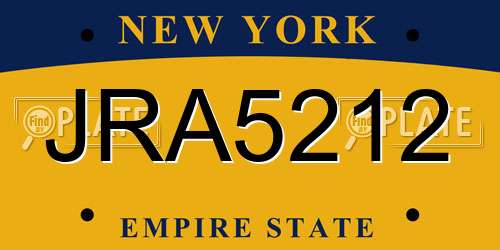 JRA5212 New York License Plate