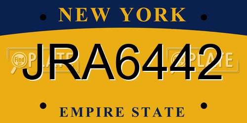 JRA6442 New York License Plate
