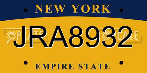 JRA8932 New York License Plate