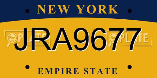 JRA9677 New York License Plate