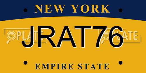 JRAT76 New York License Plate