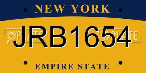 JRB1654 New York License Plate