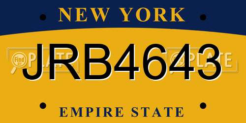 JRB4643 New York License Plate