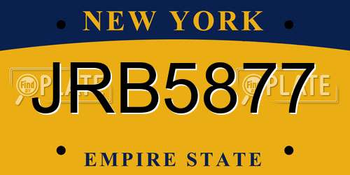 JRB5877 New York License Plate