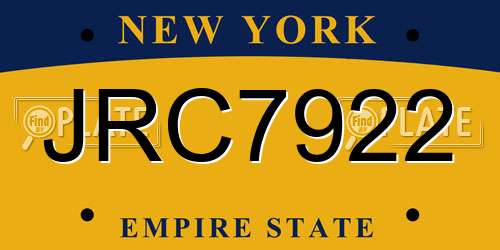 JRC7922 New York License Plate