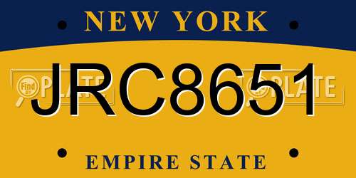 JRC8651 New York License Plate