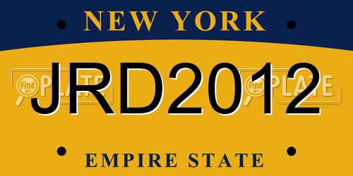 JRD2012 New York License Plate