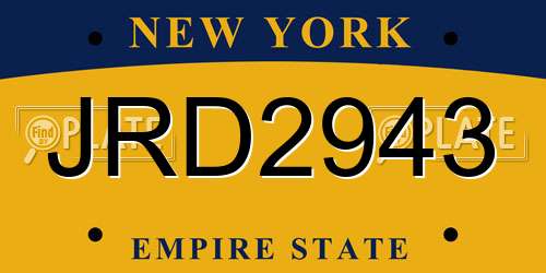 JRD2943 New York License Plate