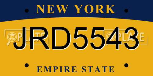 JRD5543 New York License Plate