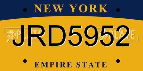 JRD5952 New York License Plate