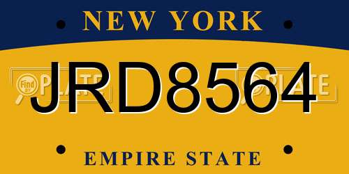 JRD8564 New York License Plate