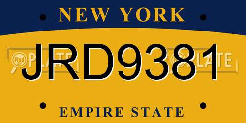 JRD9381 New York License Plate