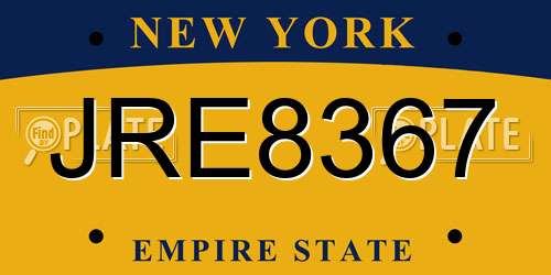 JRE8367 New York License Plate